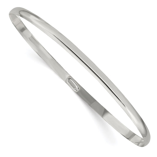 Sterling Silver 3mm Solid Polished Plain Slip-On Bangle Bracelet 7 inches