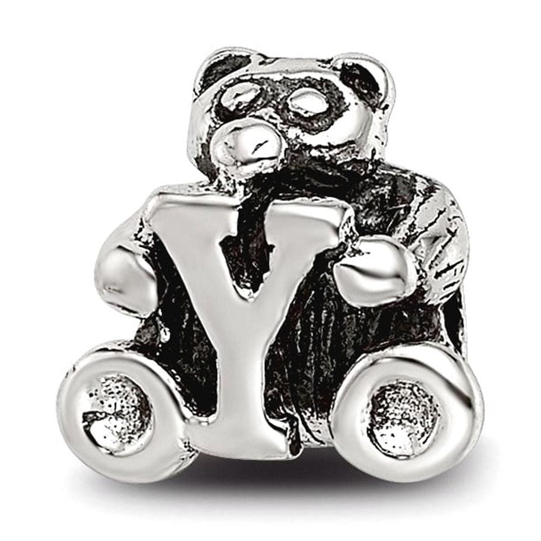 925 Sterling Silver Artisan Oxidized Reflections Letter Name Personalized Monogram Initial Y Bead Charm 7.27x7.27mm Wide