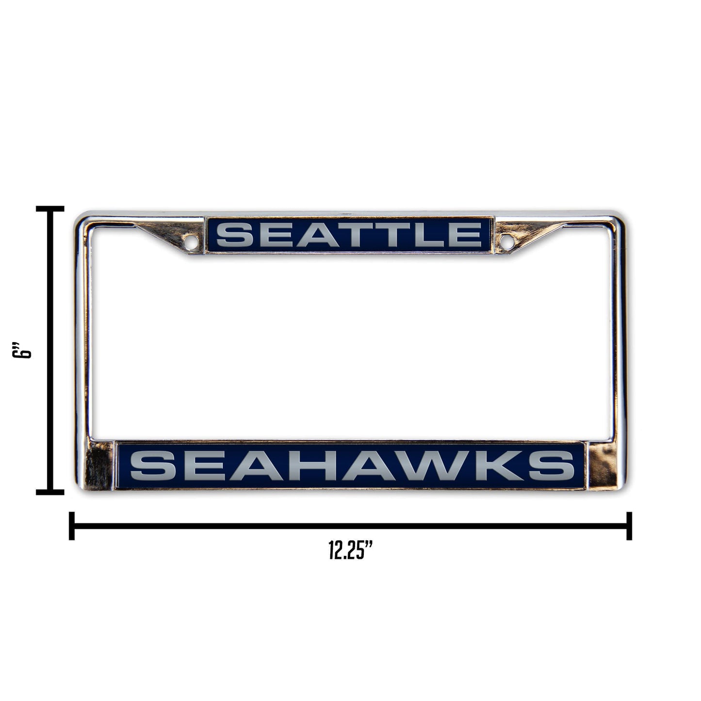 Seattle Seahawks Laser Chrome License Plate Frame Free Screw Caps Included