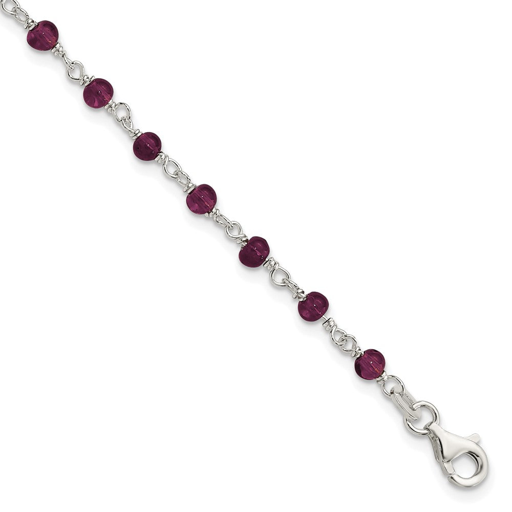 Sterling Silver Dark Red CZ Polished Bracelet 7.25 inches