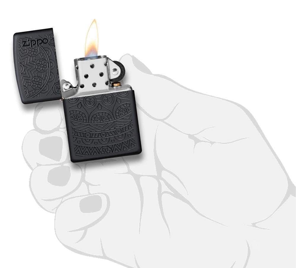 Zippo Tone on Tone Design Black Matte Pocket Lighter