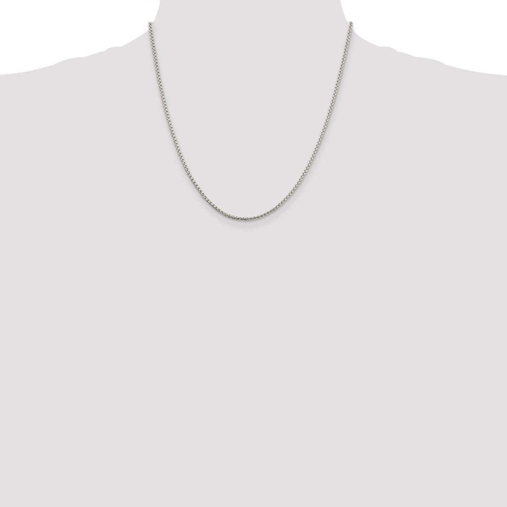 Sterling Silver 2mm Round Box Chain 20 Inches