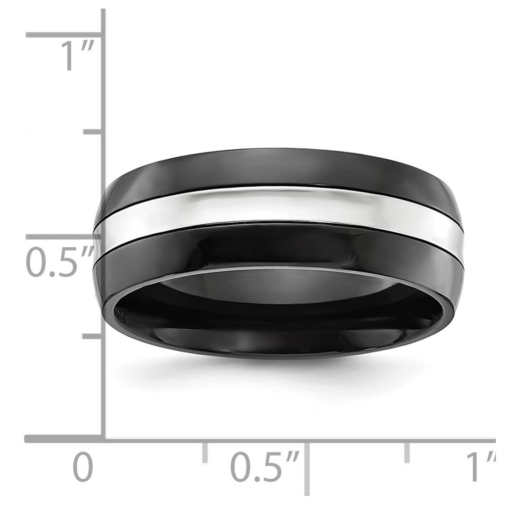 Cobalt Polished Black IP-plated 8mm Band Size - 9.5