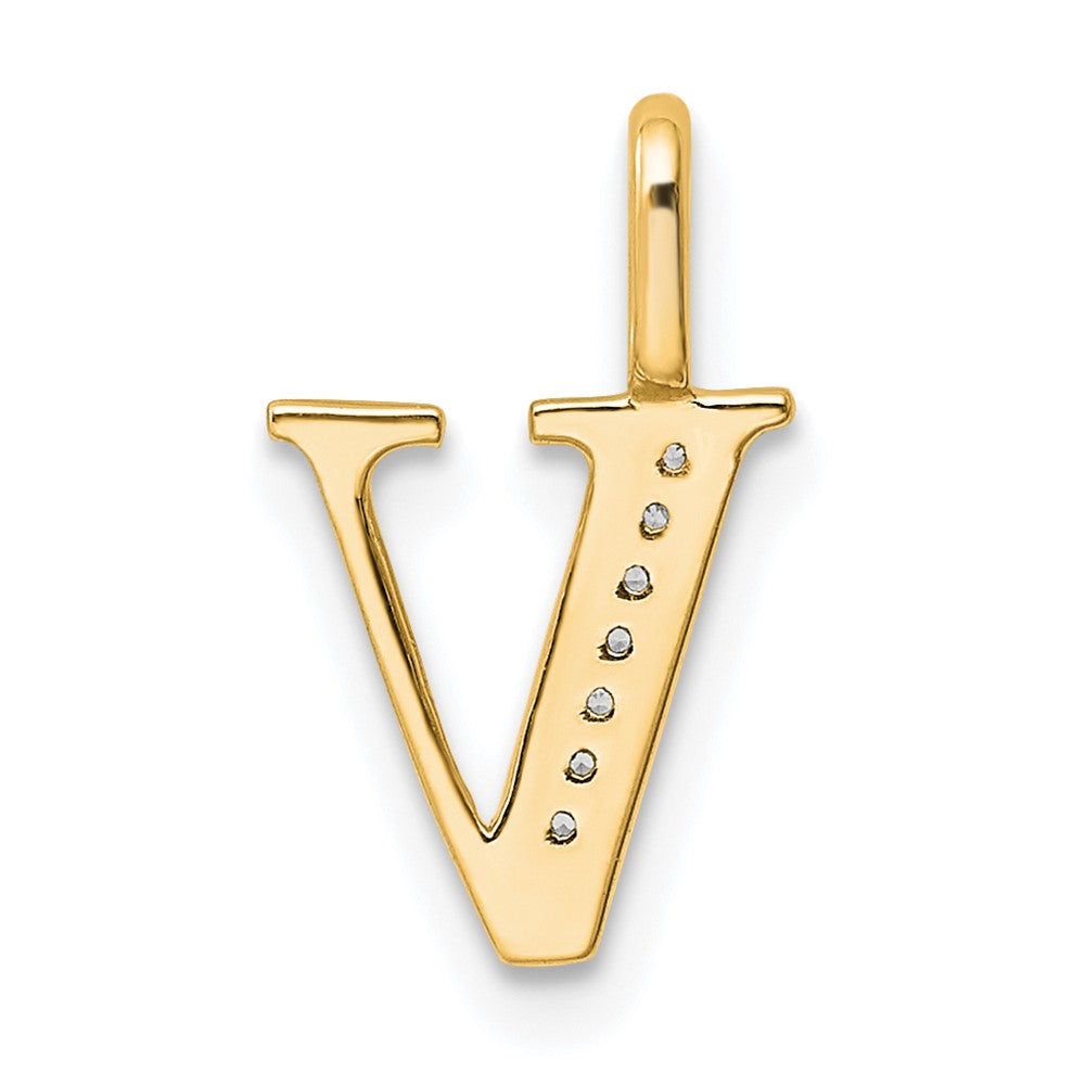 14K Diamond Letter V Initial Pendant