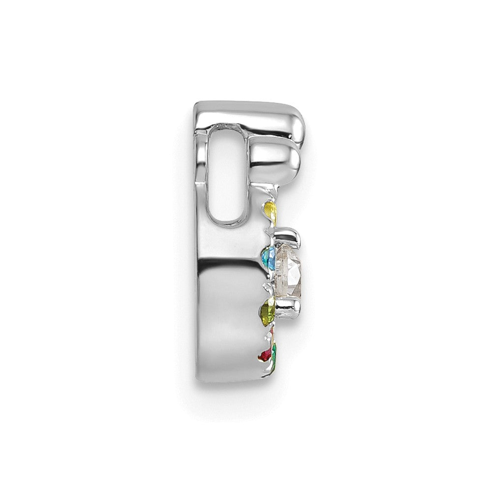 14k WG 7 Birthstone and Dia Mother/Child Chain Slide Semi-mount