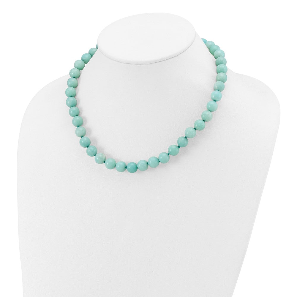 10-10.5mm Smooth Beaded Amazonite Necklace w/Sterling S.RH Clasp 18 Inches