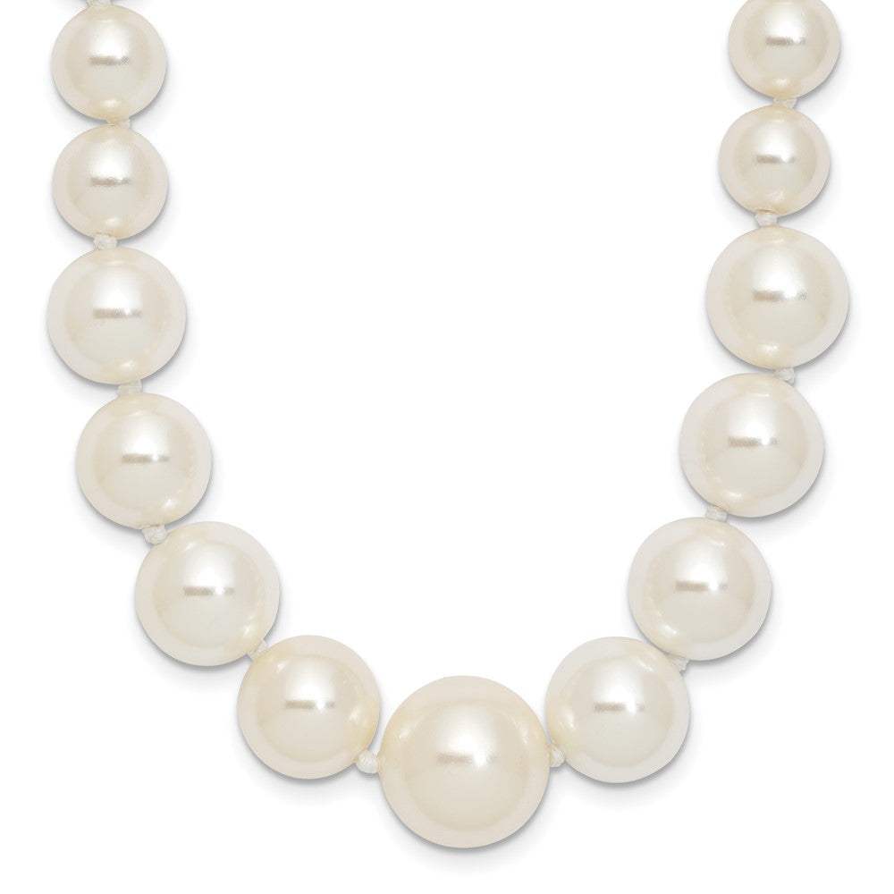 Majestik Sterling Silver Rhodium-plated 6-12mm Graduated White Imitation Shell Pearl Hand-knotted Necklace 18 Inches