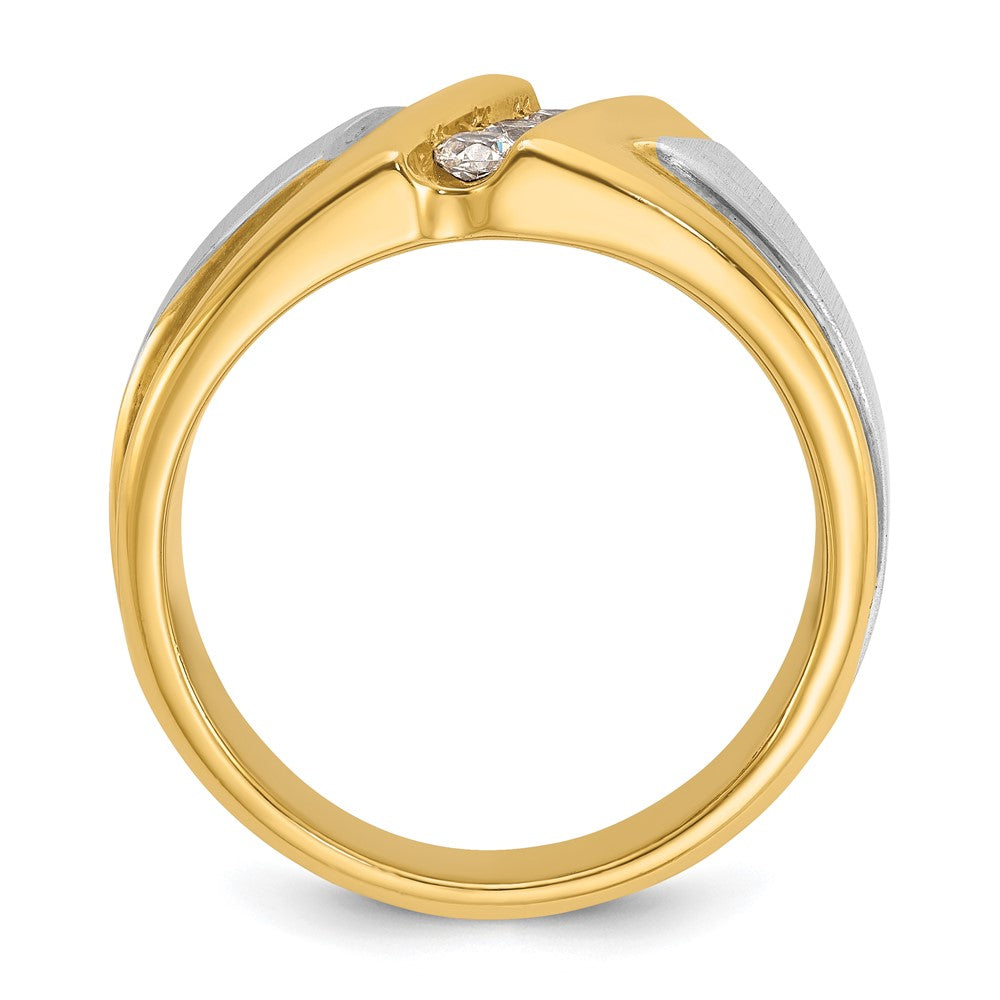 IBGoodman 10k Two-tone Men's Polished and Satin 3-Stone 1/4 Carat A Quality Diamond Ring