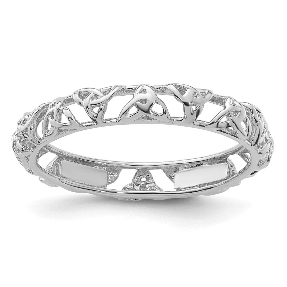 Sterling Silver Stackable Expressions Rhodium Celtic Knot Ring Size -8