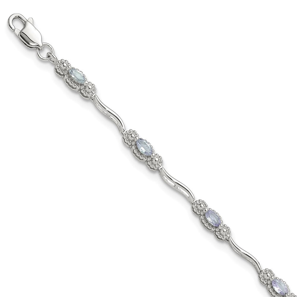 Stering Silver Rhodium-plated Polished Tanzanite 7.5 inch Bracelet 7.5 inches