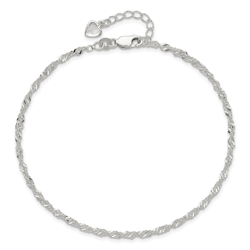Sterling Silver D/C  Polished 9in Including a 1in Ext. Anklet 9 inches