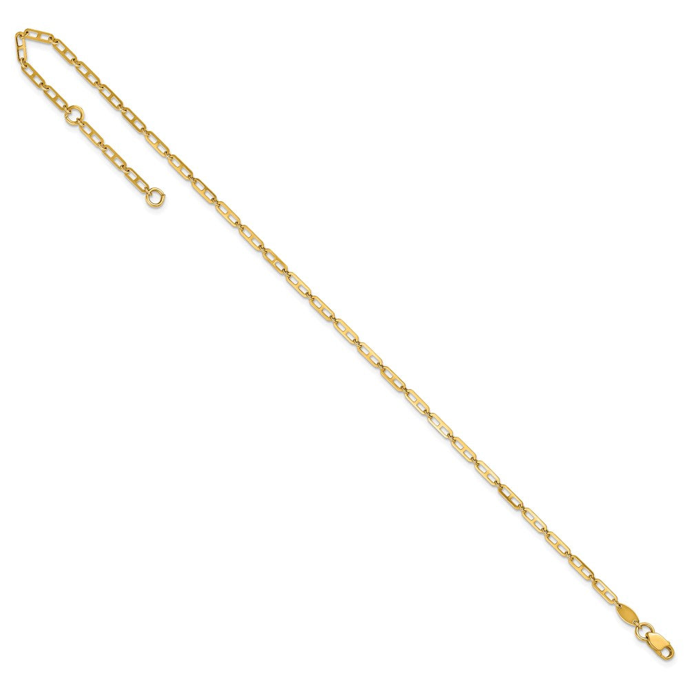 14k Polished Elongated Anchor Link 9 inch with 1 inch Extender Anklet