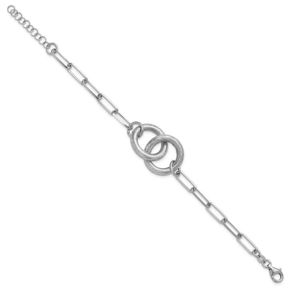 Sterling Silver Rhod-plated Fancy Link with 1.25in ext. Bracelet 8.25  inches