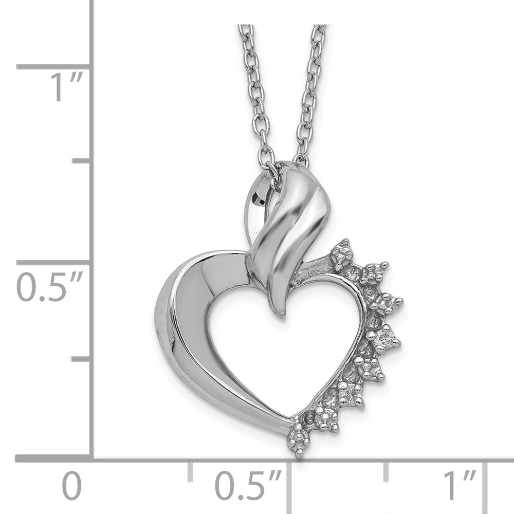 Sterling Silver Rhodium-plated Heart Diamond Necklace 18 Inches