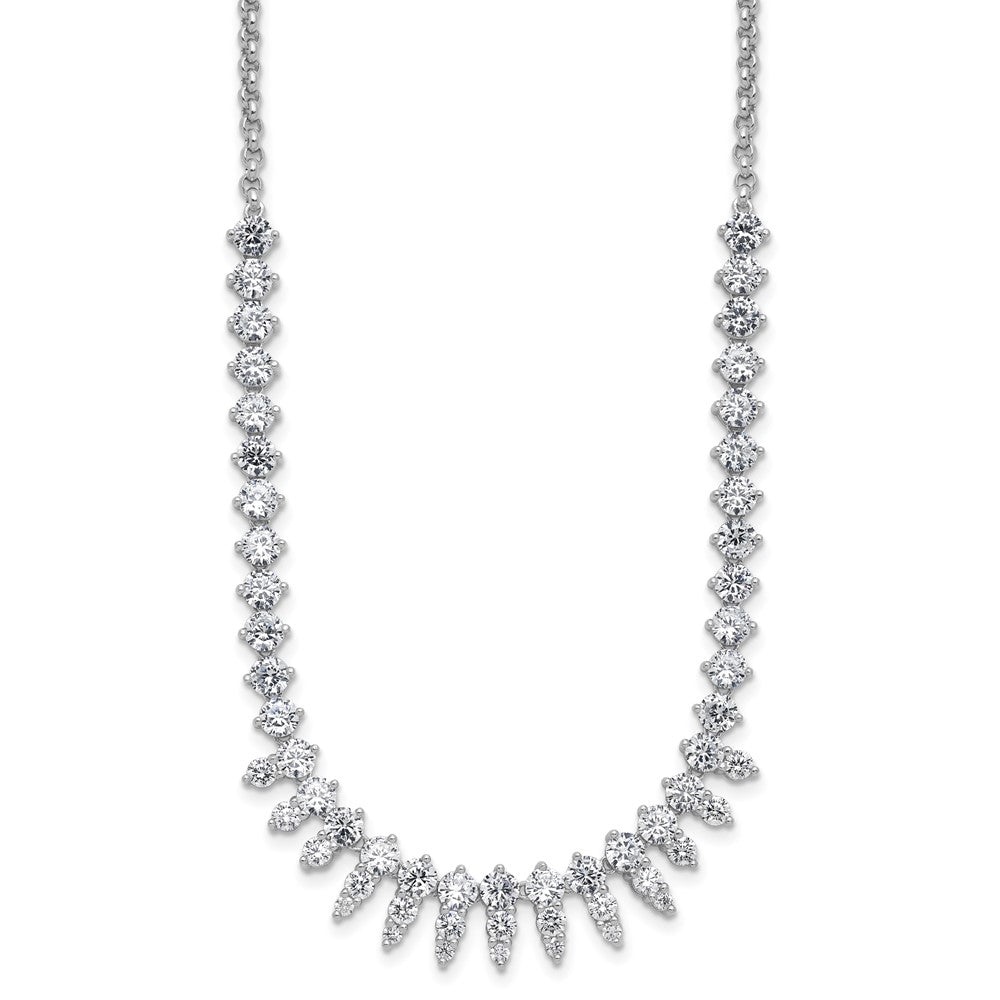 Cheryl M Sterling Silver Rhodium-plated Polished Fancy CZ Necklace 18 Inches