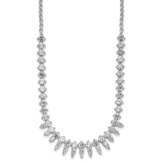 Cheryl M Sterling Silver Rhodium-plated Polished Fancy CZ Necklace 18 Inches
