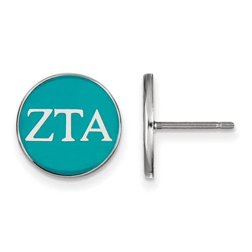 Sterling Silver Official Licensed Greek Sororities Zeta Tau Alpha (ZTA) Enameled Post Earrings
