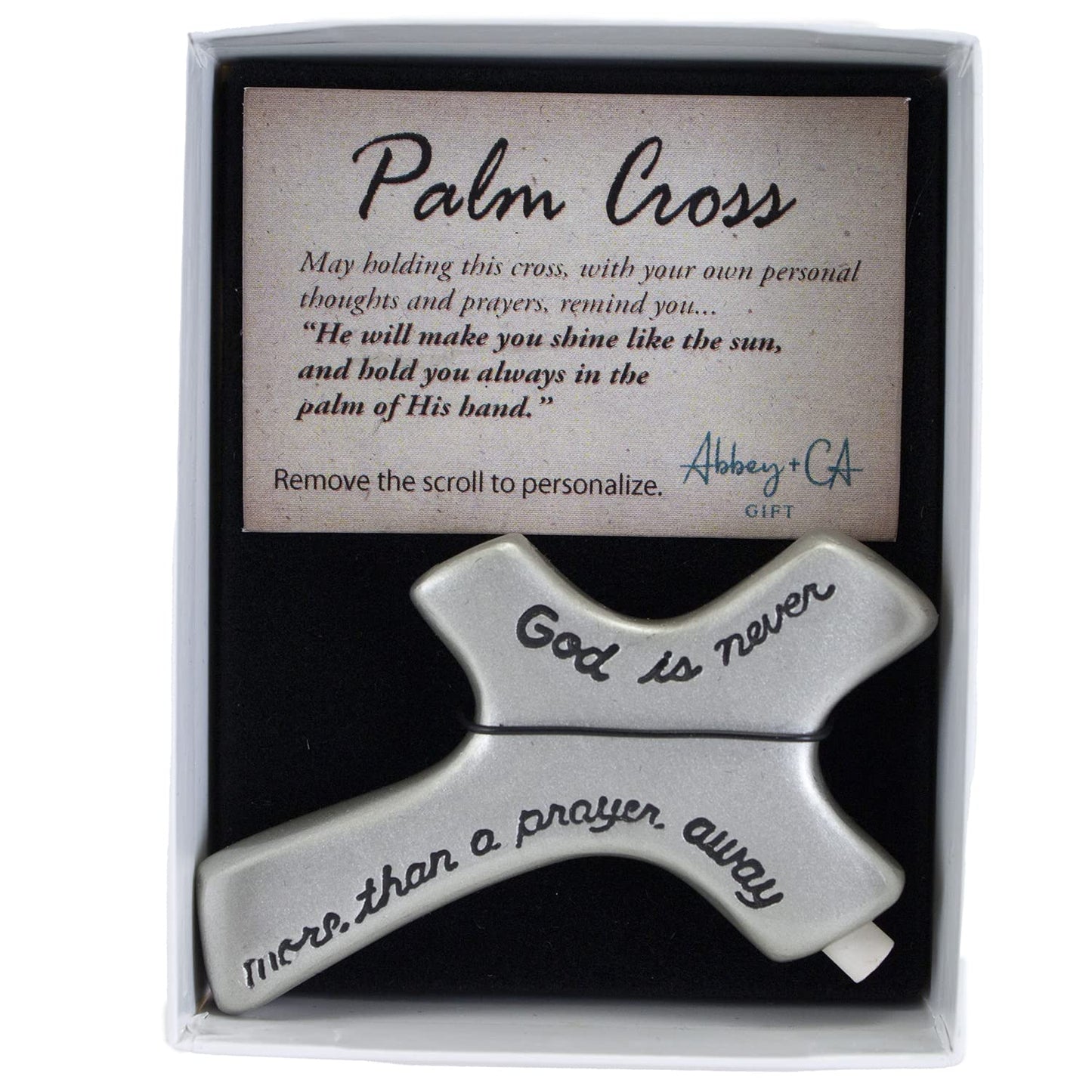 Cathedral Art God Is Never More Than A Prayer Away Palm Cross, 2-7/8" x 1-7/8"