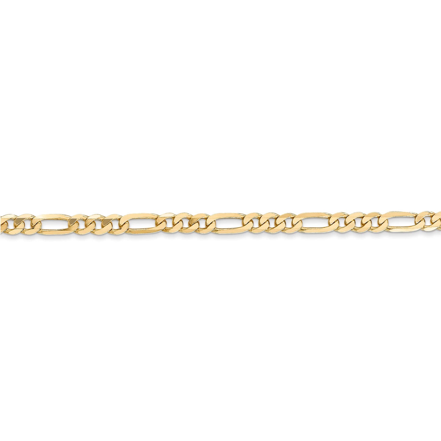 14K 7 inch 7mm Flat Figaro with Lobster Clasp Bracelet