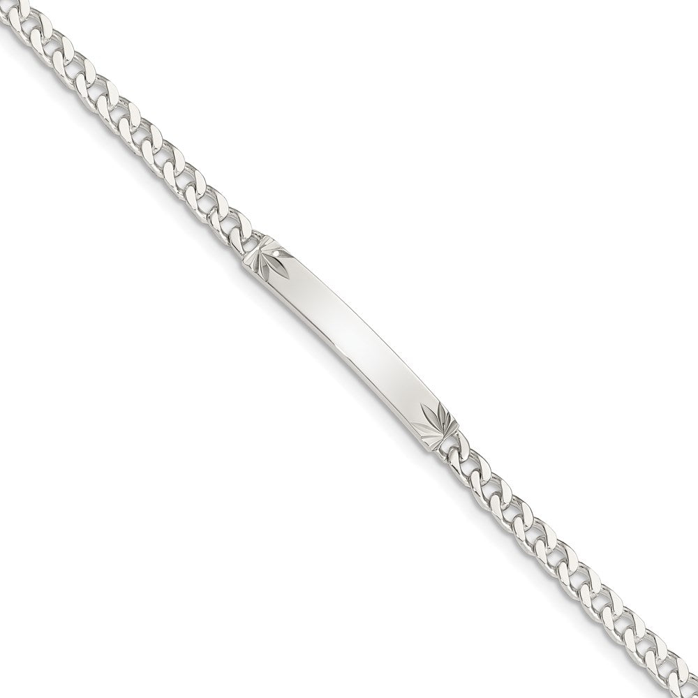 Sterling Silver Polished Engraveable Curb Link ID Bracelet 8 inches