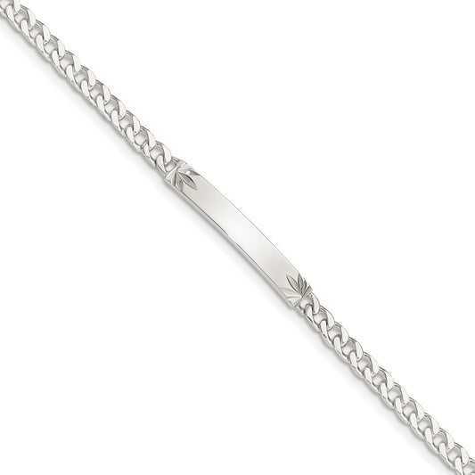 Sterling Silver Polished Engraveable Curb Link ID Bracelet 8 inches