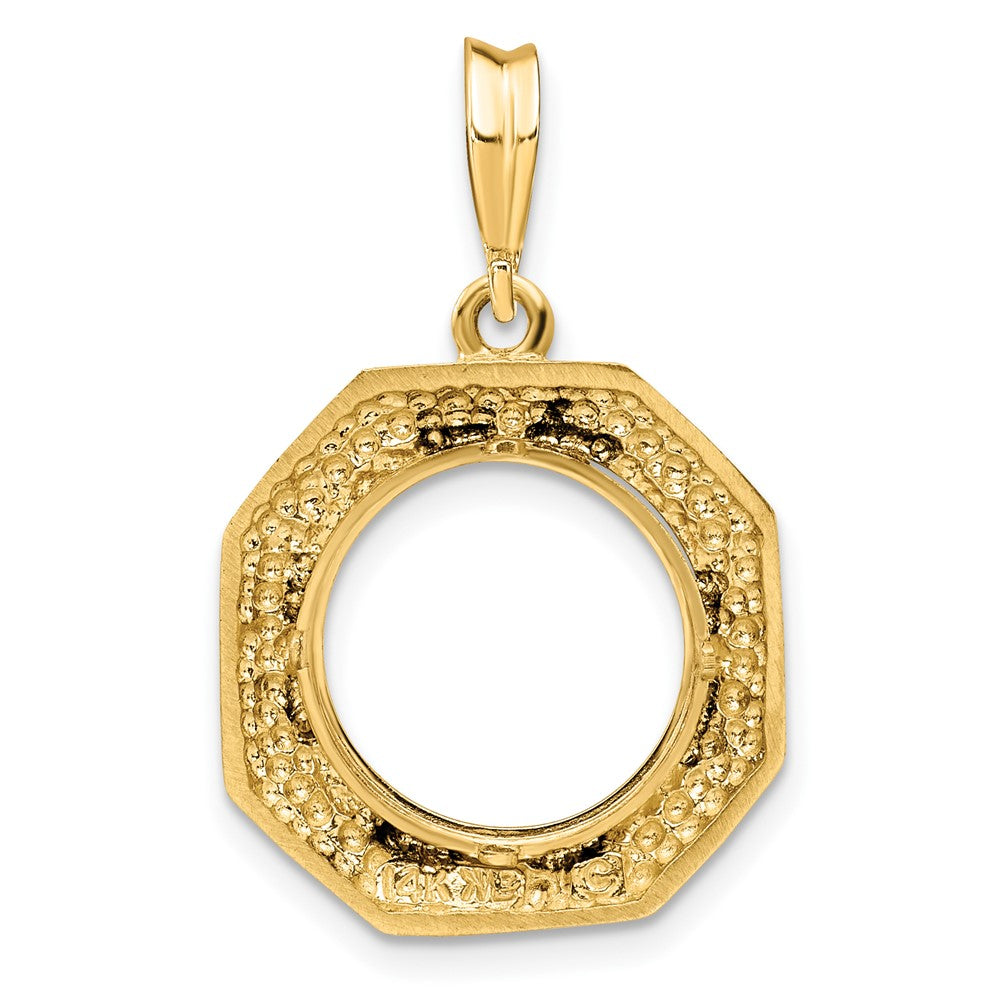 Wideband Distinguished Coin Jewelry 14k Polished Octagonal 13.0mm Prong Coin Bezel Pendant