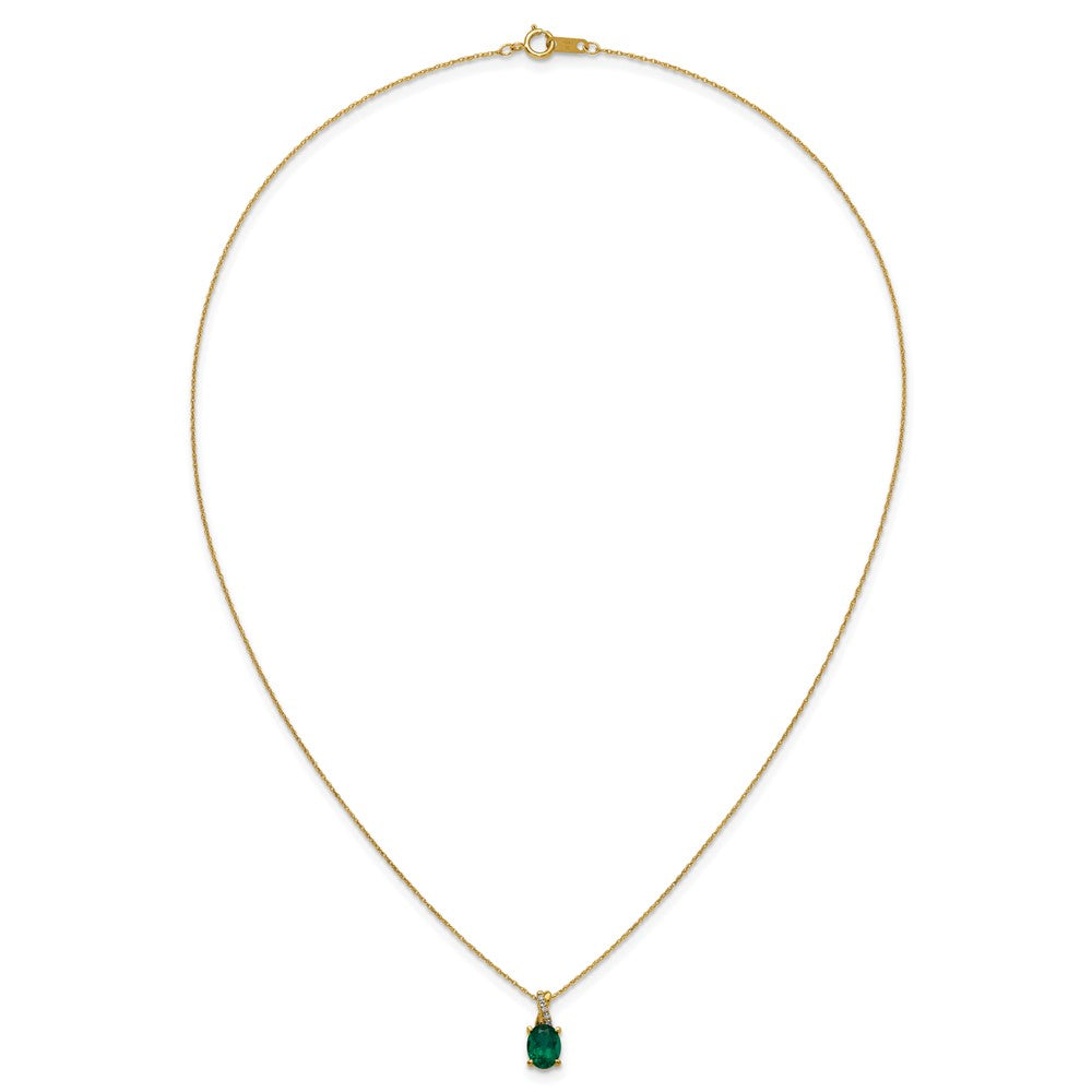 10ky Cr. Emerald & Diamond Pendant w/Chain