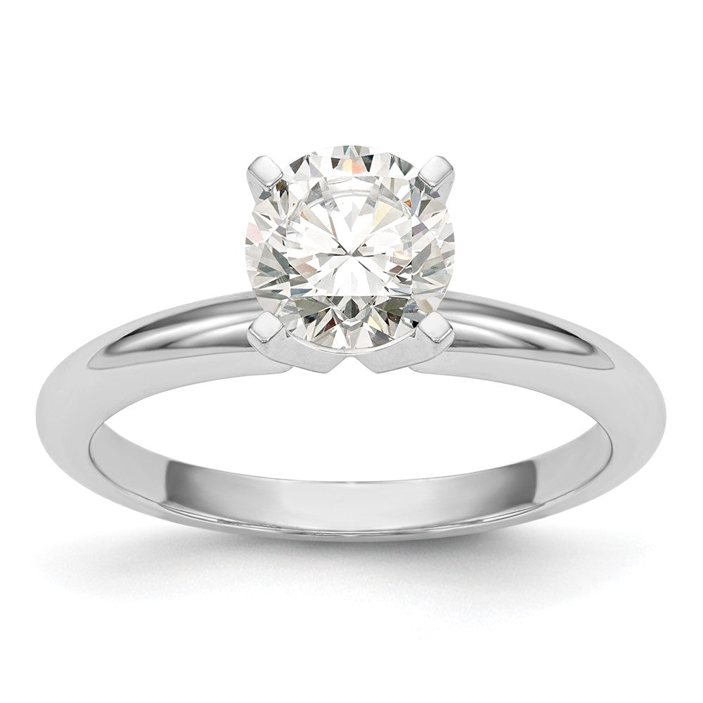 14k White Gold 3/4 carat Heavy-Weight Half-Round 4-Prong Round Solitaire Ring Mounting