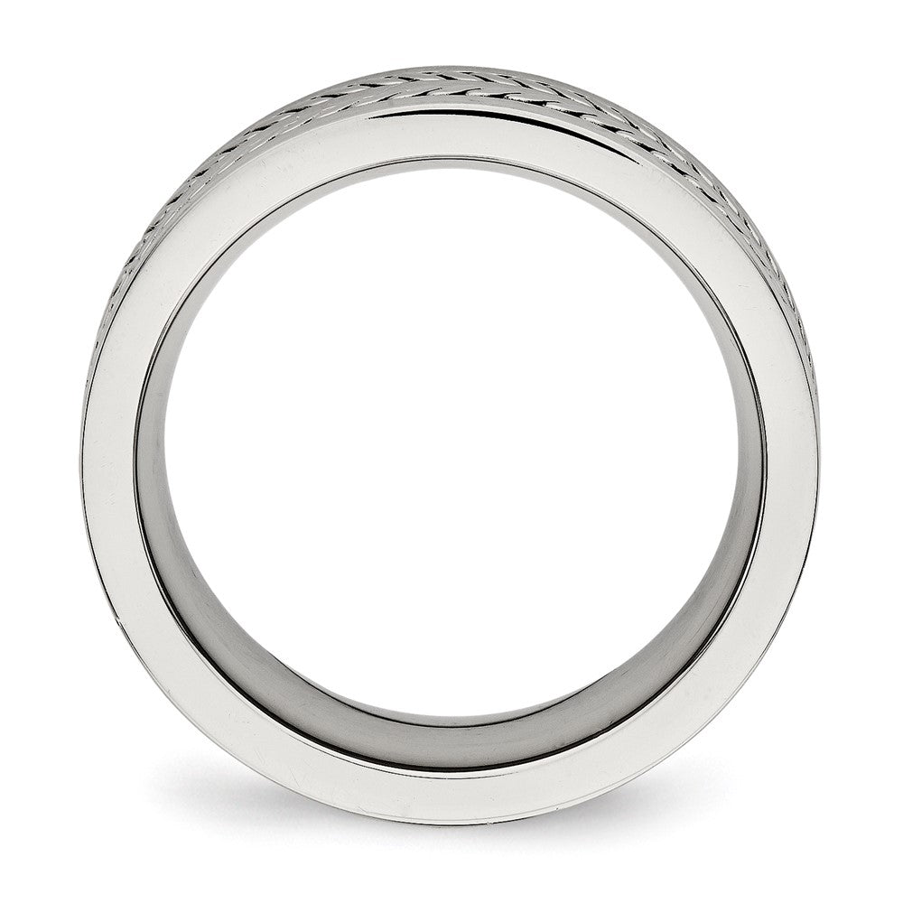 Stainless Steel Brushed and Polished Twisted 7mm Band Size - 10