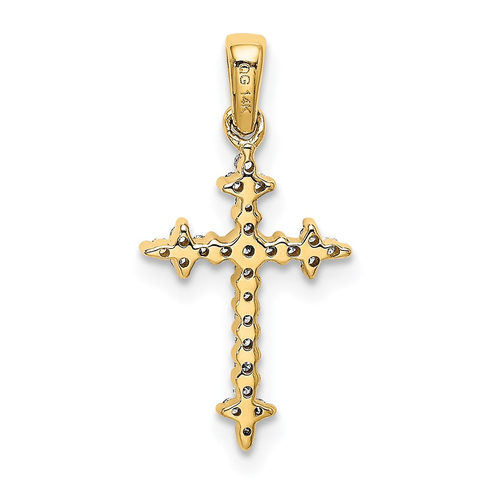 14k 1/10 carat Lab Grown Diamond VS/SI+ G+ Fleur de Lis Cross Pendant