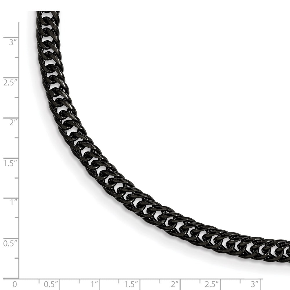 Chisel Stainless Steel Polished Black IP-plated 9 inch Curb Chain Bracelet 9 inches