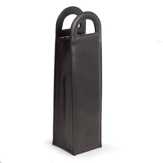 Bey-Berk International BS107 Black Leatherette Bottle Caddy with Handles