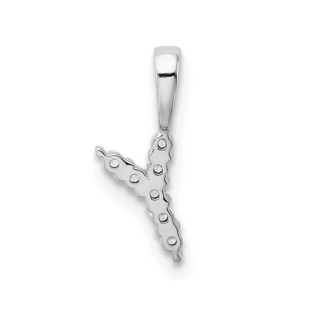 14k White Gold 1/15 carat Lab Grown Diamond VS/SI+ G+ Letter Y Initial Pendant