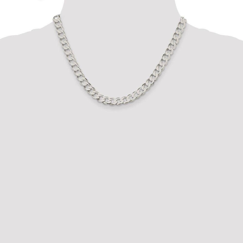 Sterling Silver 7.5mm Flat Curb Chain 18 Inches