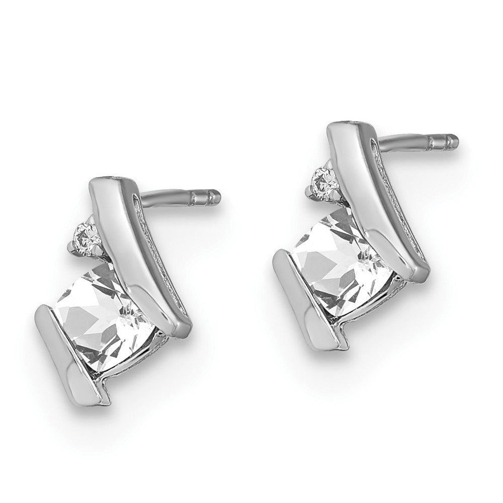 Sterling Silver Checkerboard WHTOP & Diamond Earrings