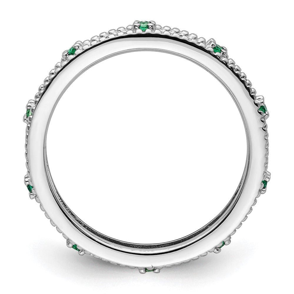 Sterling Silver Stackable Expressions Created Emerald Ring Size -6