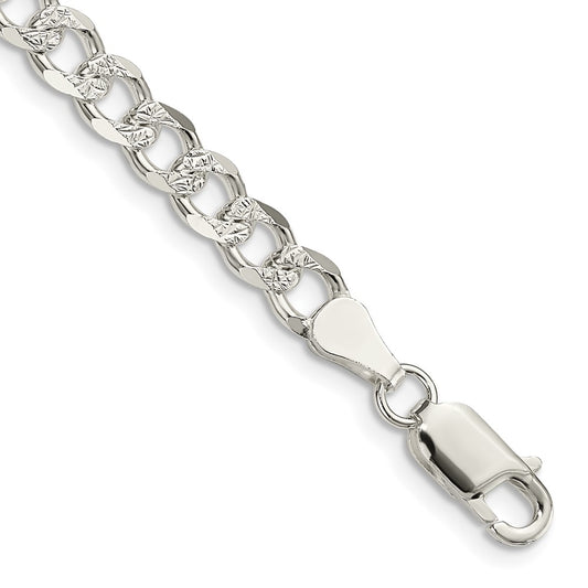 Sterling Silver 5.5mm Pav‚ Curb Chain 8 inches