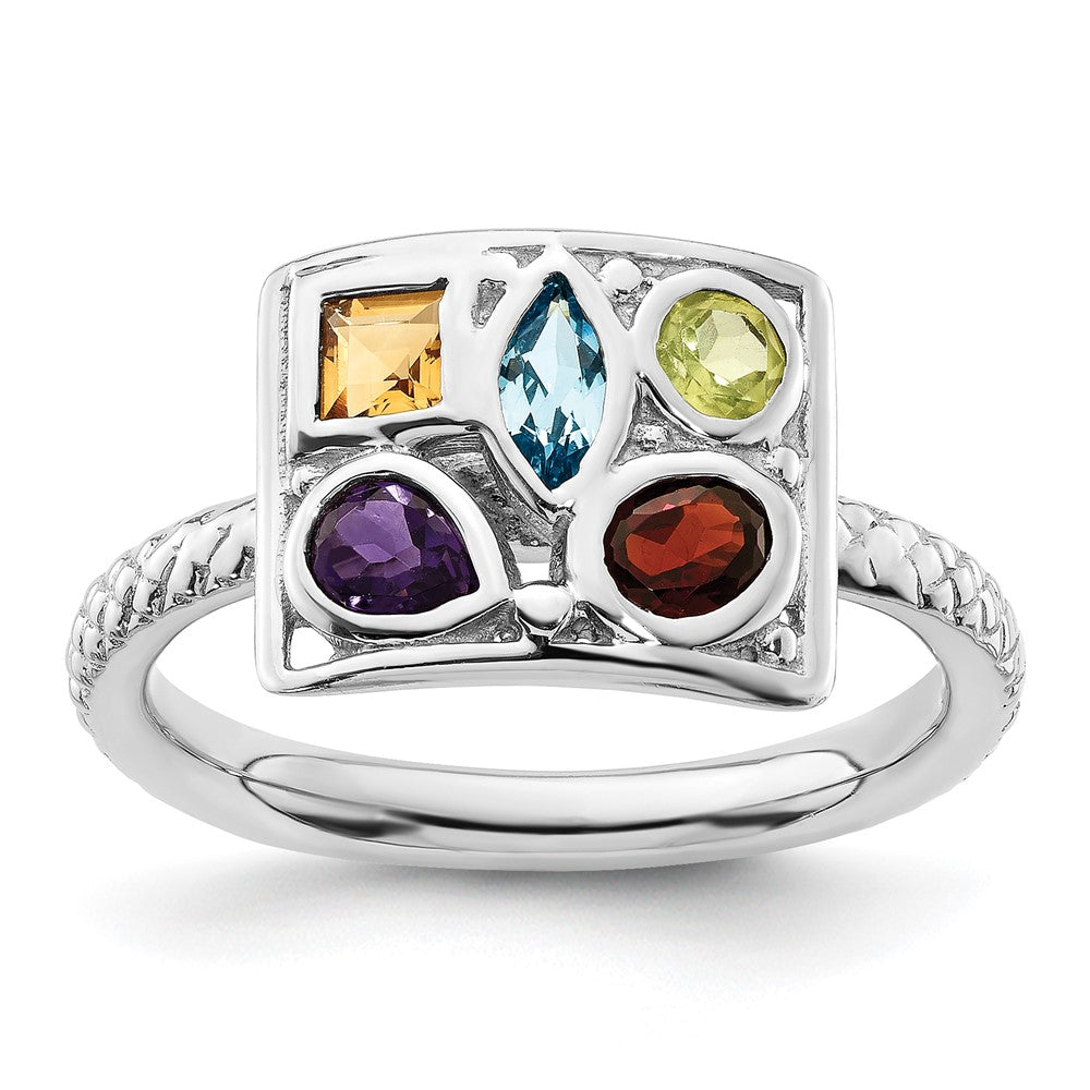 Sterling Silver Stackable Expressions Gemstone Ring Size -7