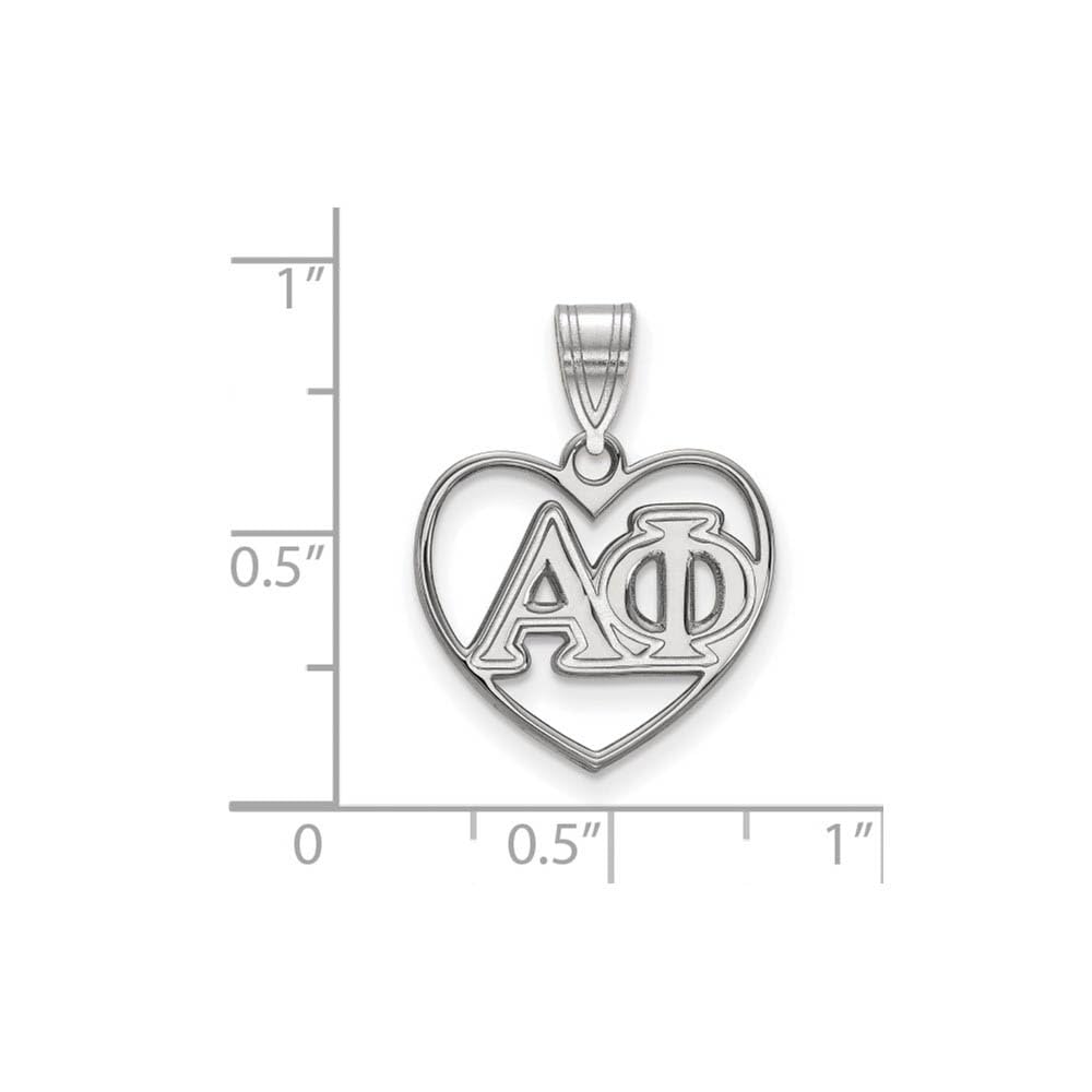 Sterling Silver Official Licensed Greek Sororities Alpha Phi (??) Heart Pendant
