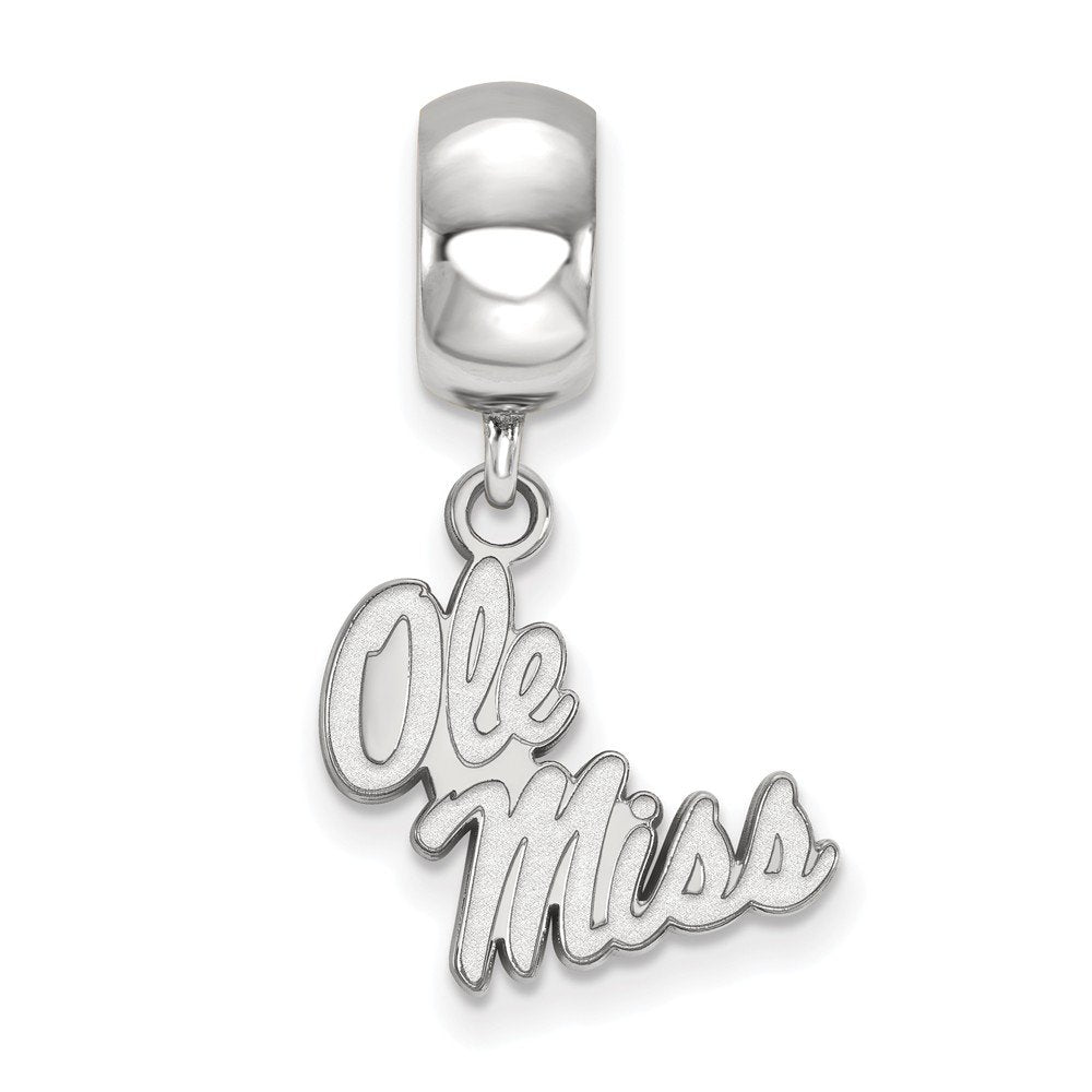 Sterling Silver Rhodium-plated LogoArt University of Mississippi Ole Miss Small Dangle Bead Charm