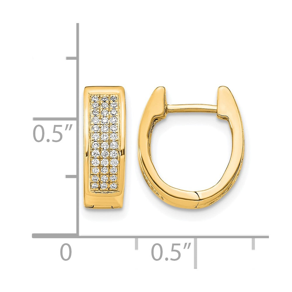 14k 1/4 carat Diamond Pave Small Hinged Oval Hoop Earrings