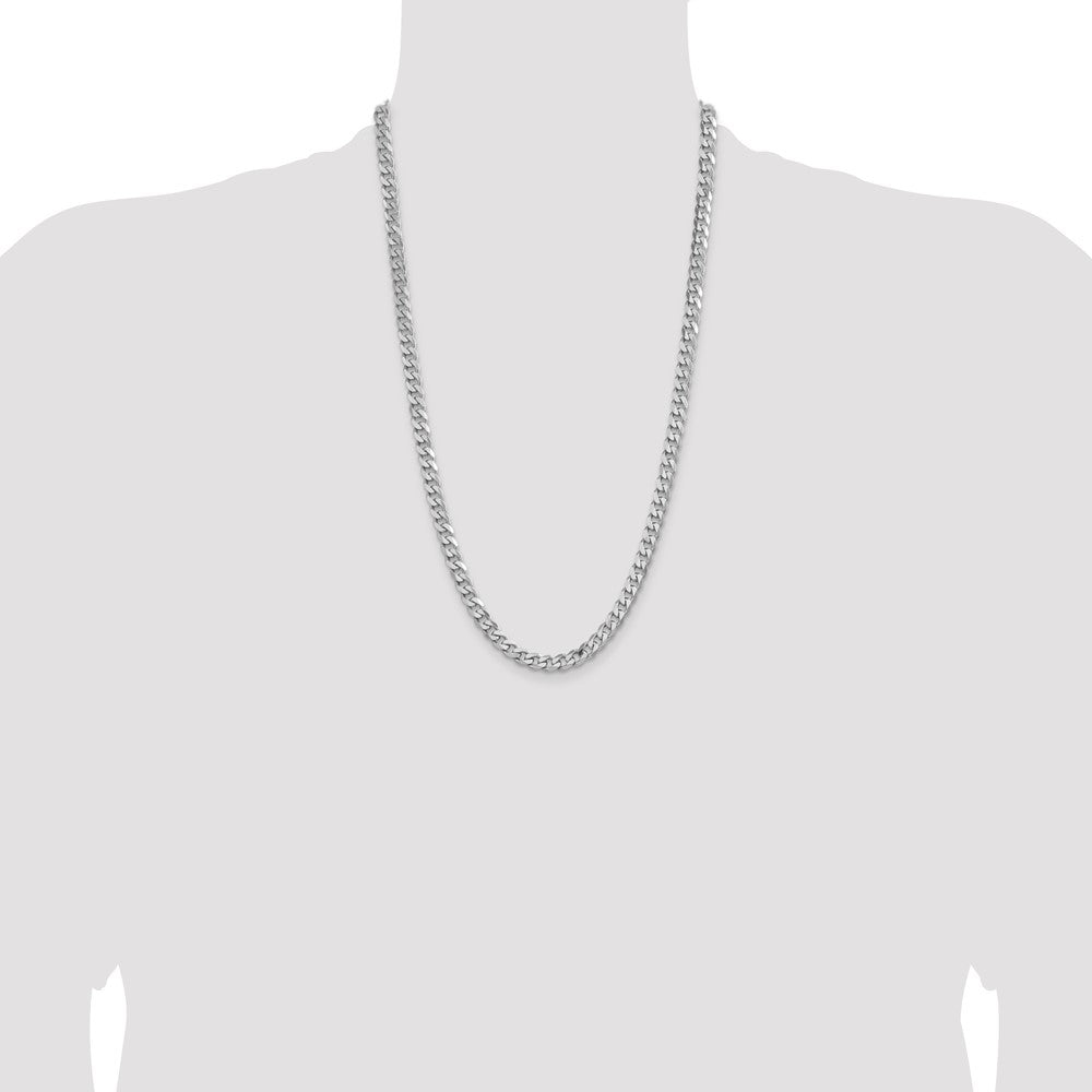 Sterling Silver Rhodium-plated 6.5mm Curb Chain 26 Inches