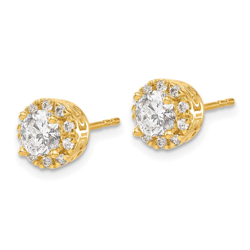 14K Gold Diamond Semi-Mount Stud Earrings