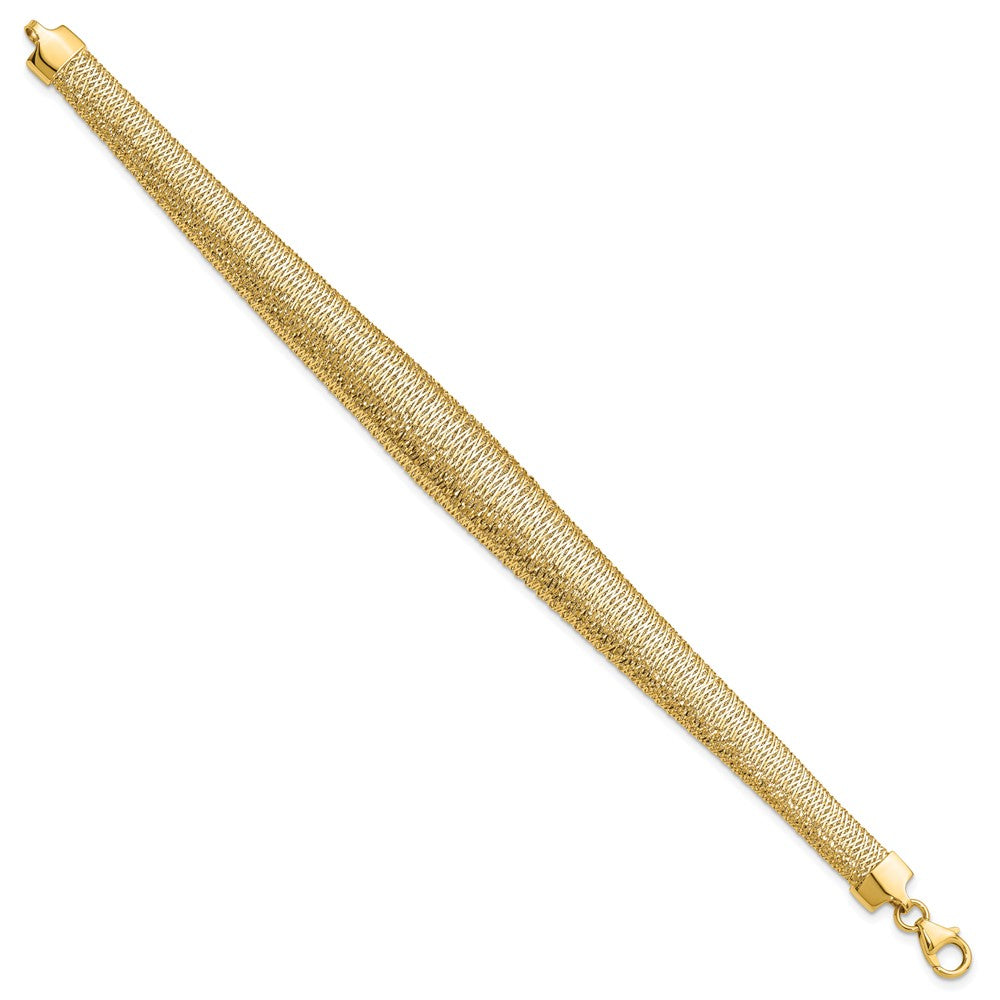 14K Polished Woven Graduated Dome Bracelet 7.5  inches