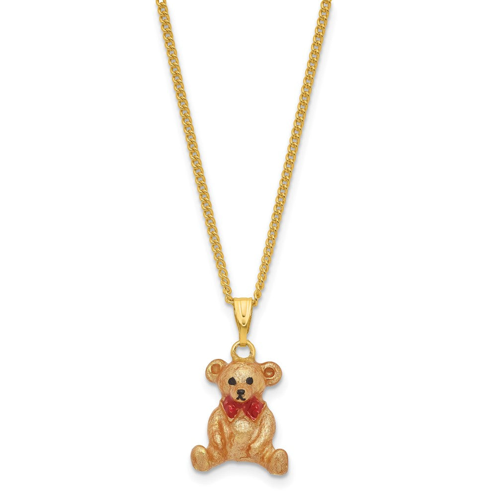 Luxury Giftware by Jere Bejeweled HOLLY BEAR Brown Bear with Tree Trinket Box with Matching 18 Inch Necklace