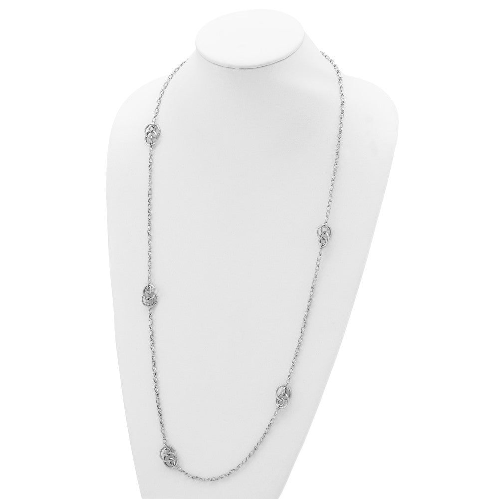 Sterling Silver Rhodium-plated Oval Link Necklace