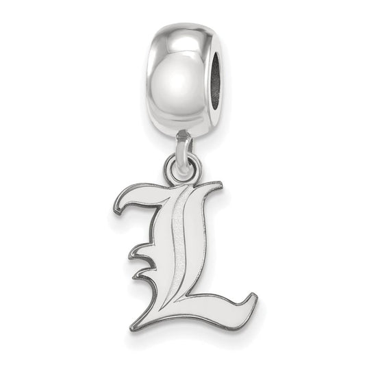 Sterling Silver Rhodium-plated LogoArt University of Louisville Letter L Small Dangle Bead Charm