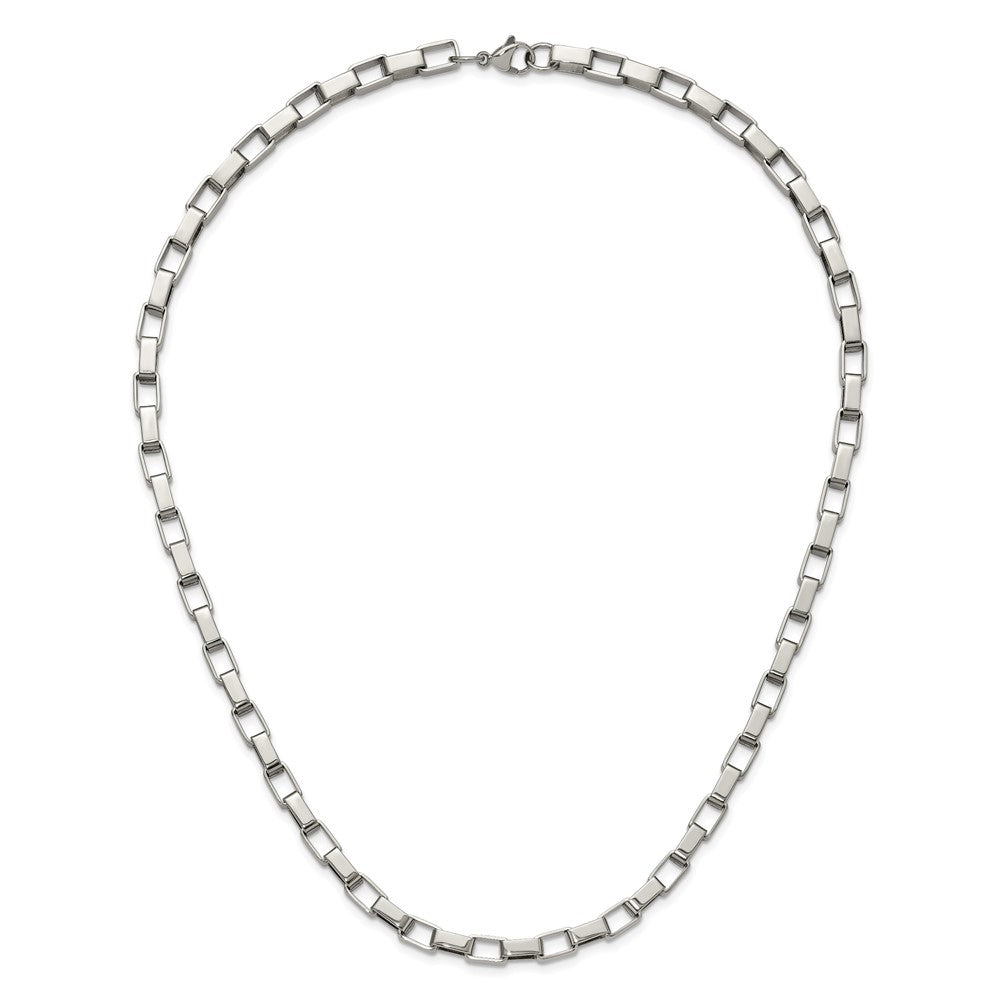 Stainless Steel Polished Square Link 22in Necklace