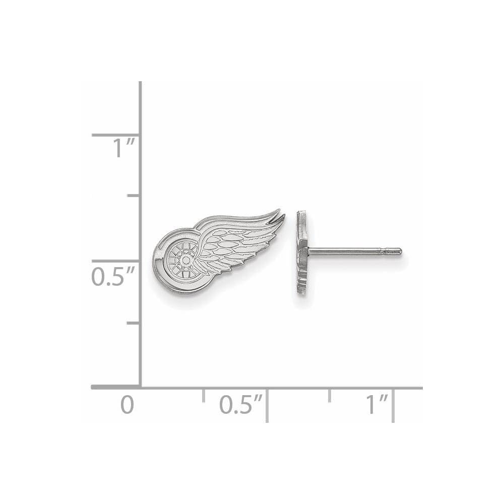 LogoArt 10K White Gold NHL LogoArt Detroit Red Wings XS Post Earrings