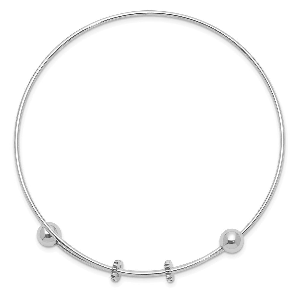 Sterling Silver Rhodium-plated Polished Expandable Bangle 8 inches